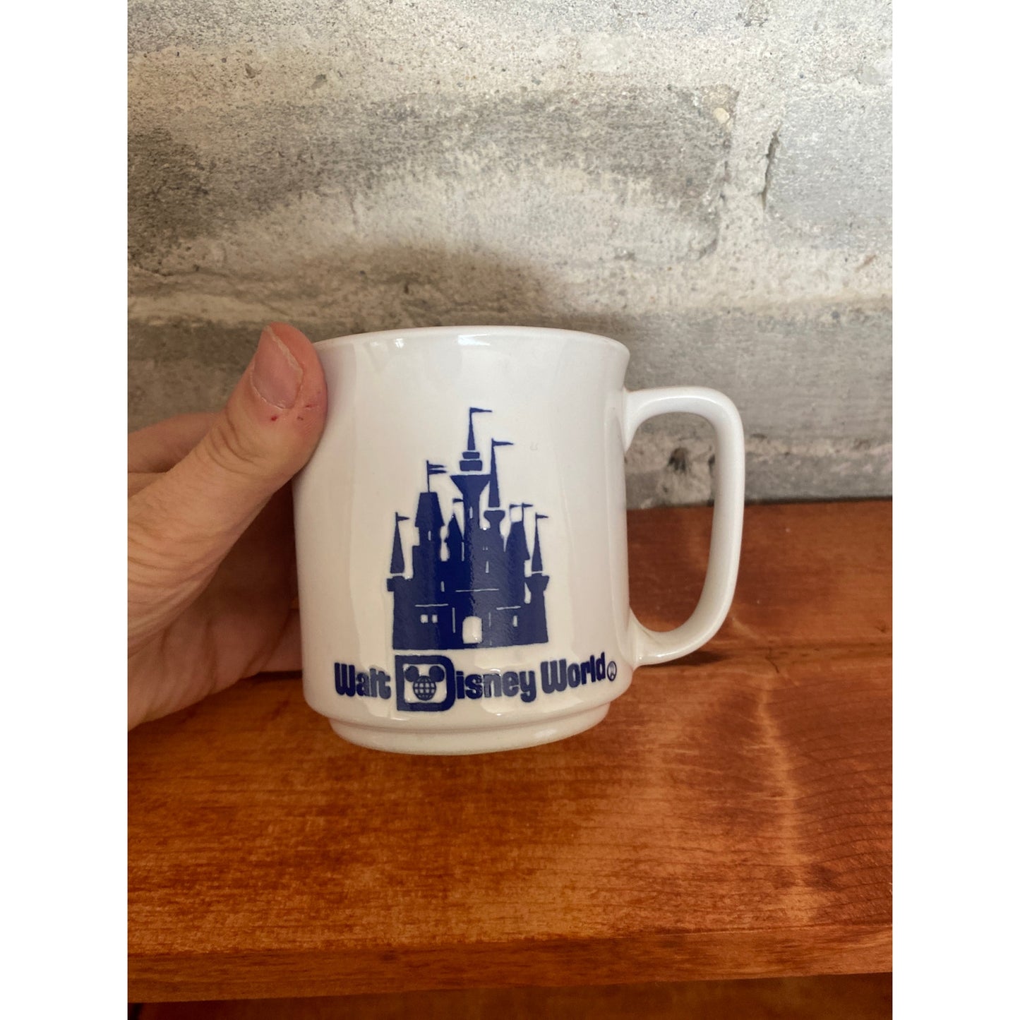 1970s Vintage Walk Disney World White Blue Mug Japanese Made