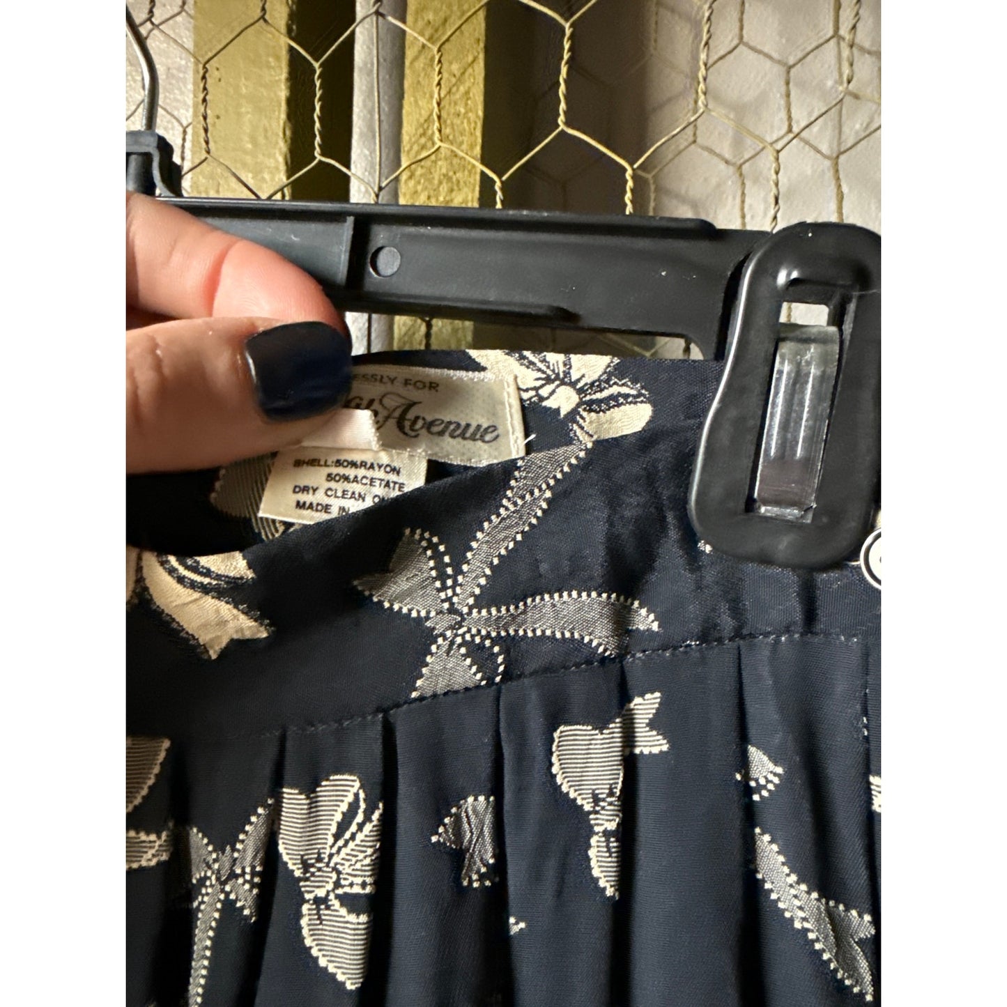Vintage 70s Saks Fifth Avenue Navy Skirt Pleated Polka Dot Modest Girly Coquette