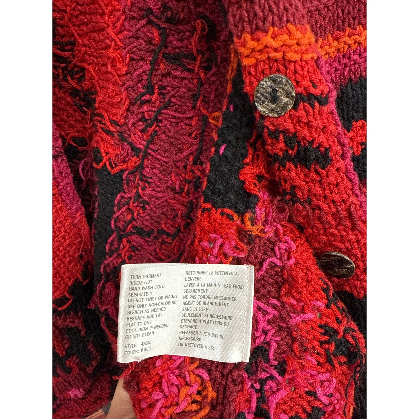 David Brooks Cardigan Sweater Knitted by Hand Pink Black Knit Twee Small Petite