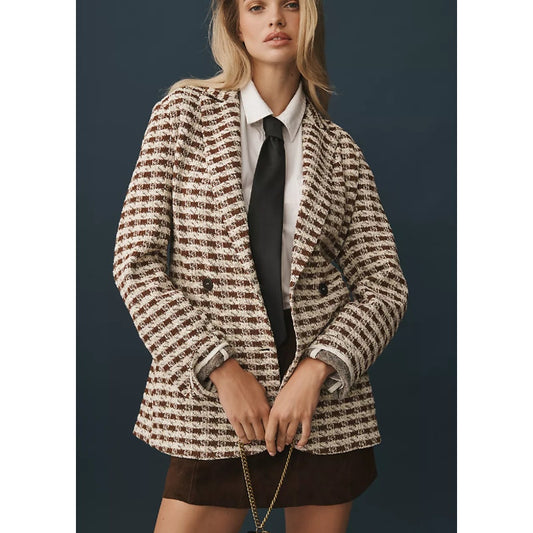 Anthropologie Dolan Left Coast Knit Houndstooth Blazer XS professional siren
