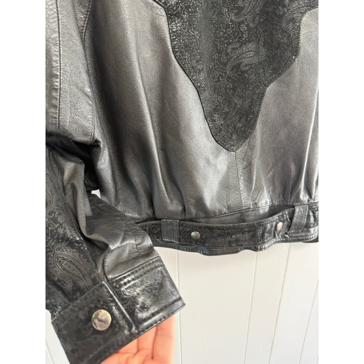 Wilson’s Womens Leather Vintage Black Leather Moto Jacket Medium Suede
