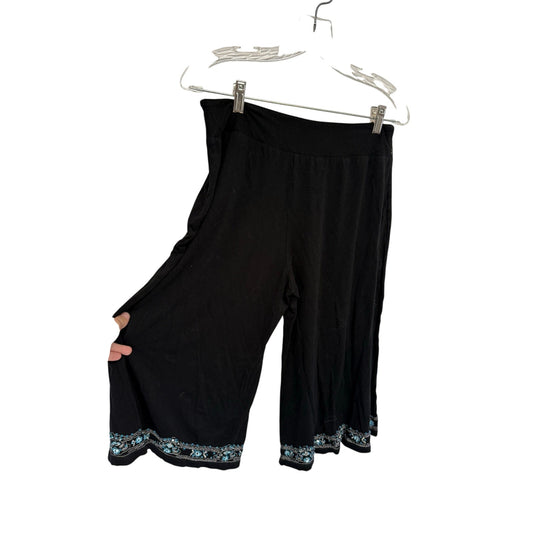Vintage Kaktus Size M Wide Leg Gauchos Embroidered Beaded Floral 2000s