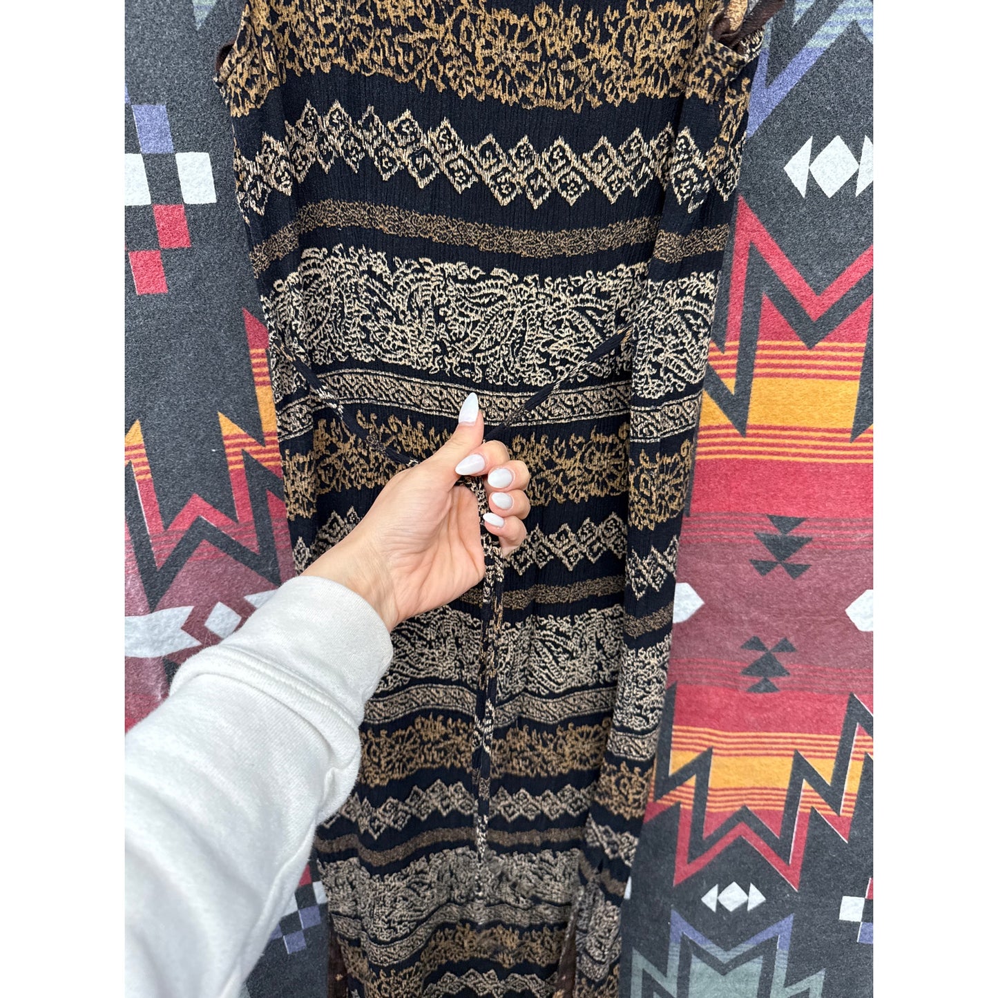 Norton Vintage 90s Y2K Tribal Maxi Packable Sundress Petite XL Beach Vacation