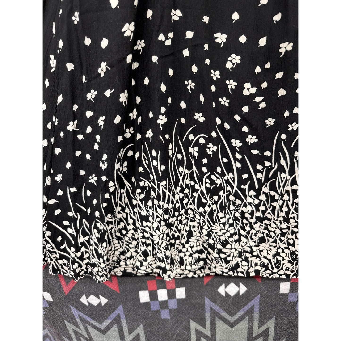 Cathy Daniels Vintage Black Maxi Skirt XL Nature Earth Fairy Forest Boho Leaf