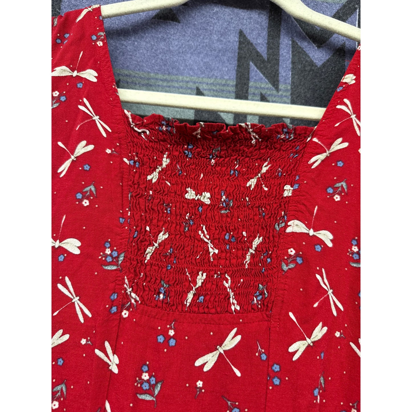 Fashion Bug Vintage 90s Maxi Dress Red Sun Dress Dragonfly Modest Gilmore Y2K 12