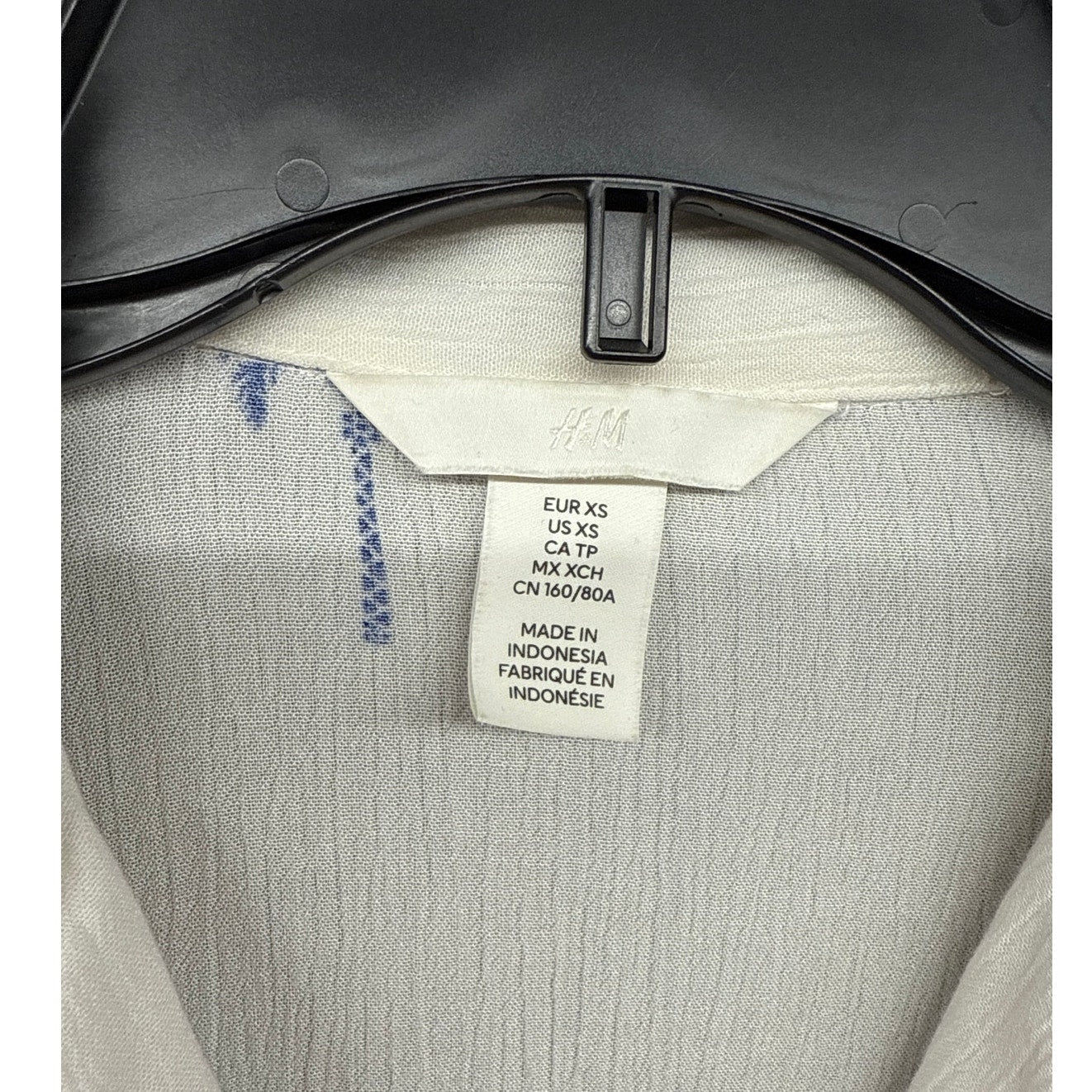 H&M Women's Cropped White Summer Palm Beach Carolina XS Button Up Blouse Top