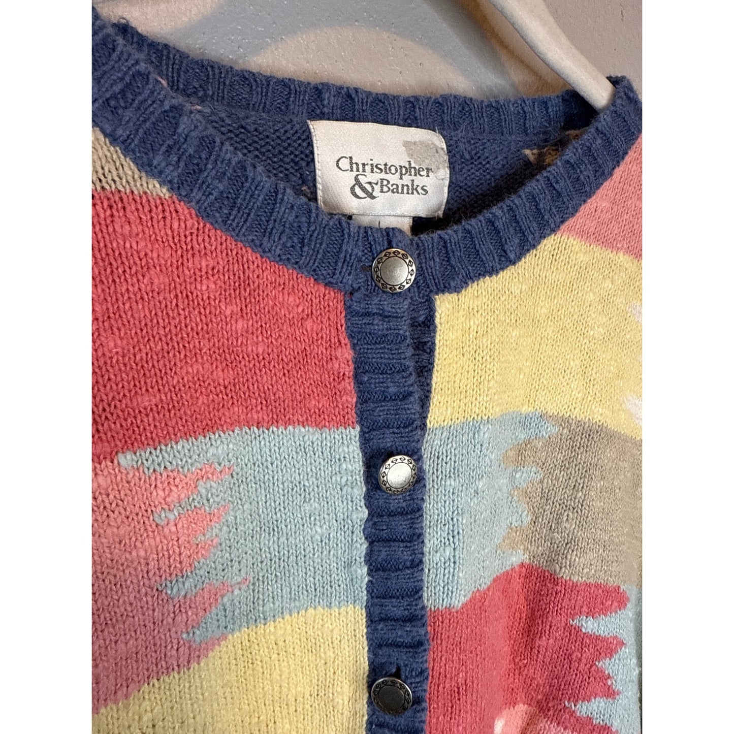 Christopher & Banks Western Tribal Large Patchwork Cardigan Vintage Rodeo