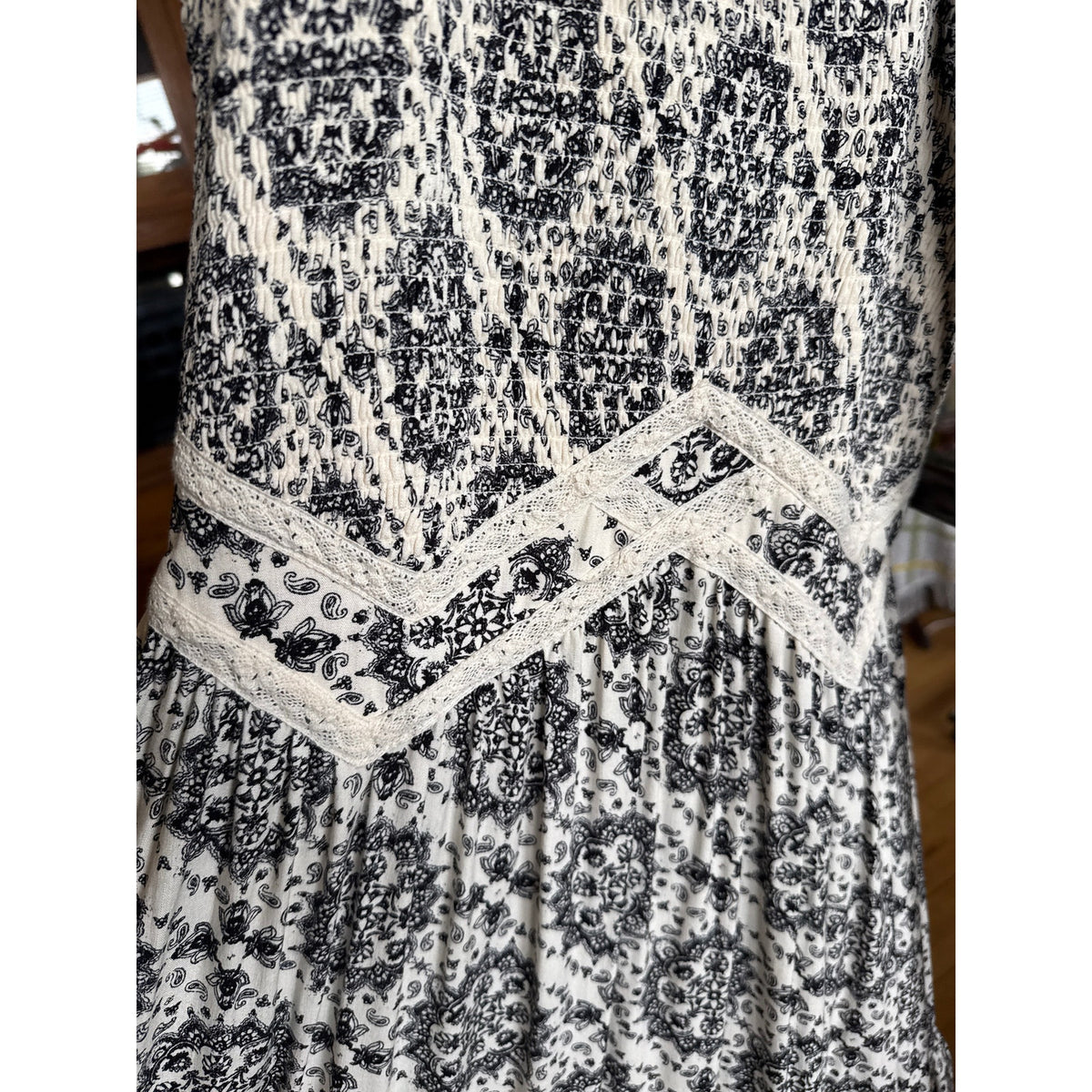 Maurices Small Dress Cotton Black White Prairie Western Saloon Paris Sexy Rodeo