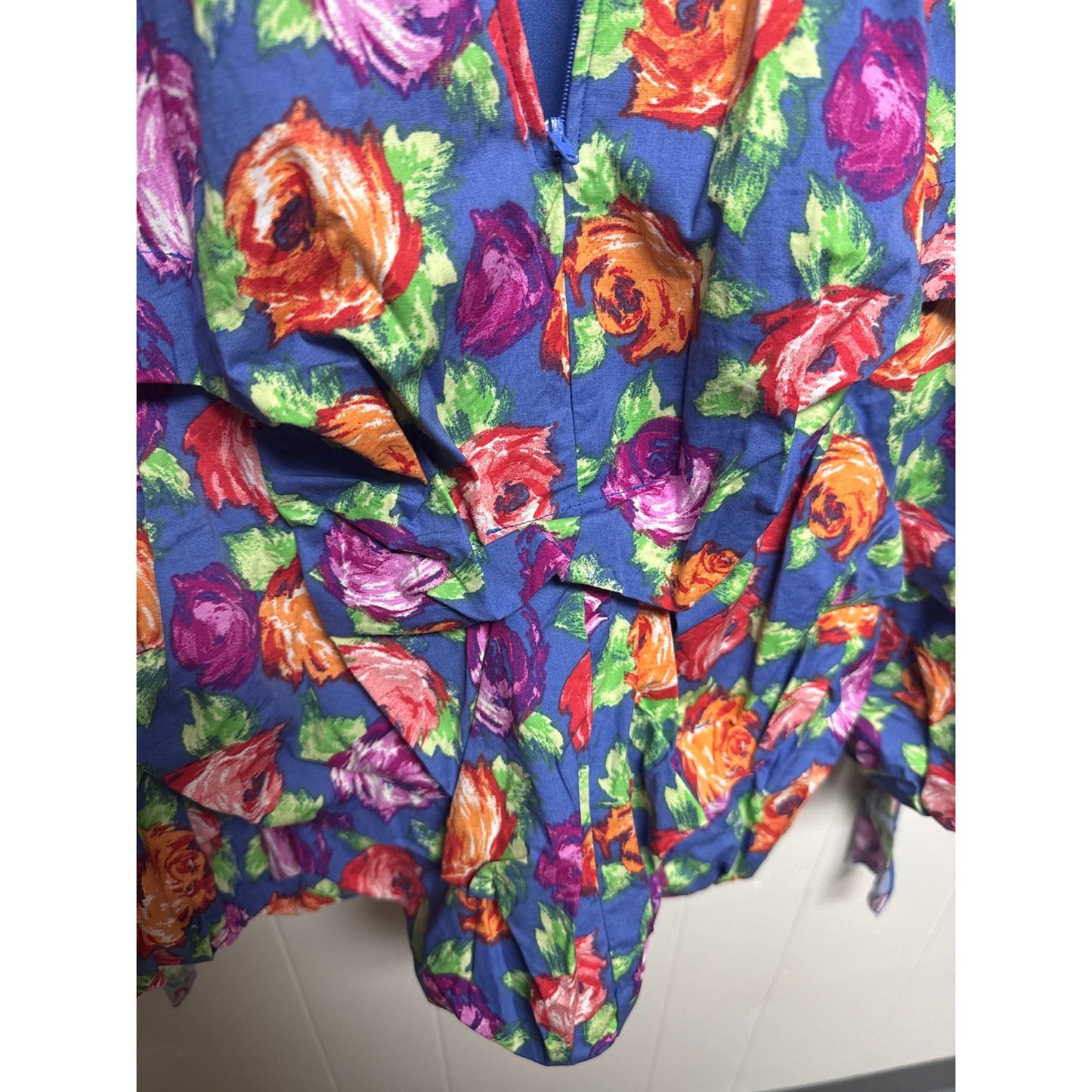 Preppy Y2K 90s Millennial Dress Size 8 Purple Orange Blue Bustle Cupcake Hem