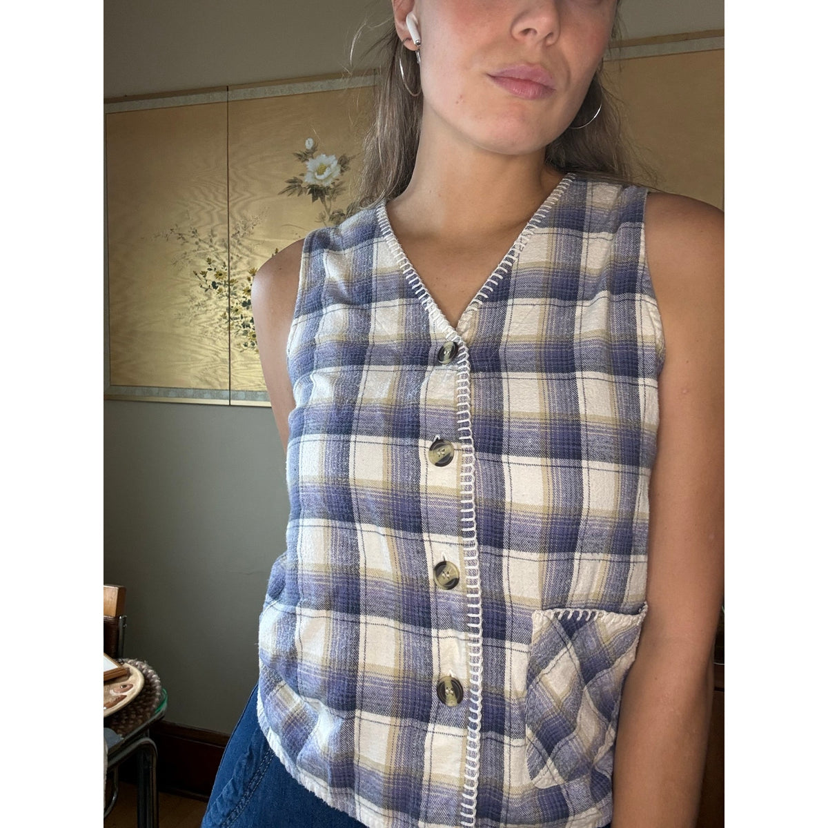 Vintage 90s Cabin Creek Medium Plaid Camping Sleeveless Phoebe Cottage Prairie