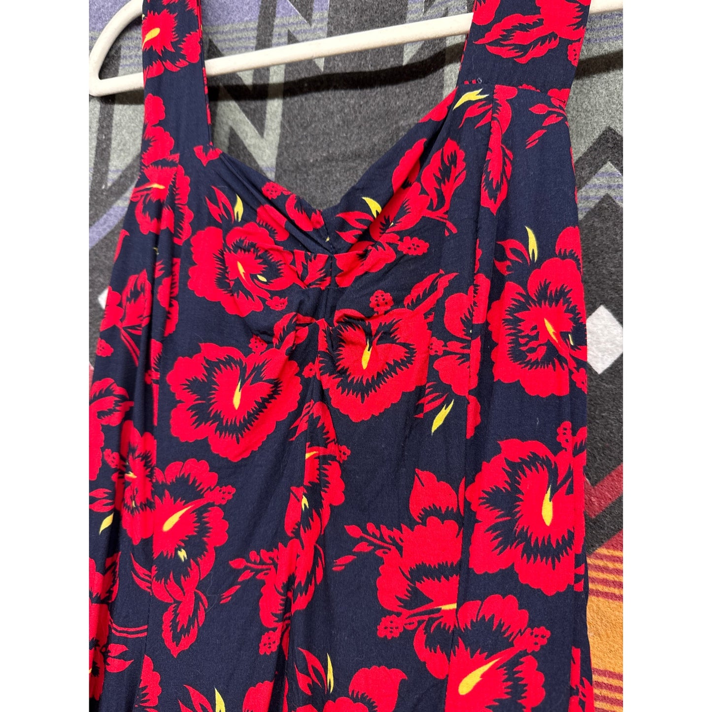 Pineapple Moon Medium Dress Floral Retro Rockabilly Red Hibiscus Mini Swing Vtg