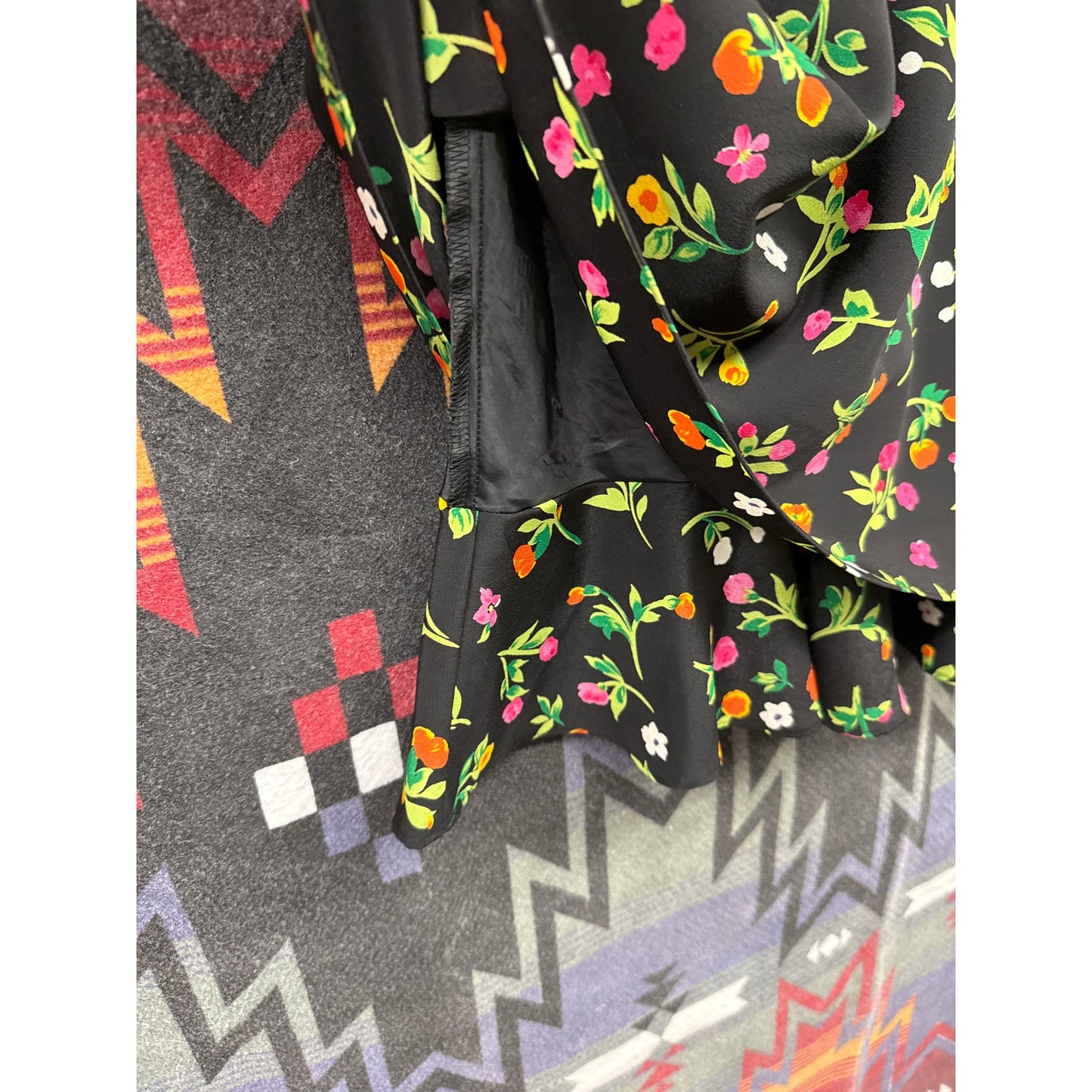 90s Vintage Hampton Dress Co Black Floral Mini Dress Girly Fairy Garden