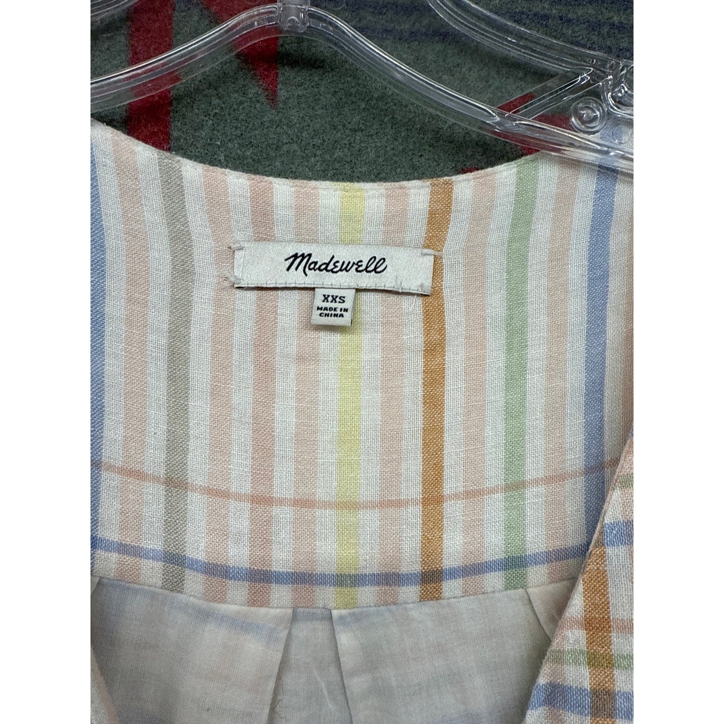 Madewell Women's Striped Rainbow Midi XXS Linen Dress Beach Vacation Resort Pink