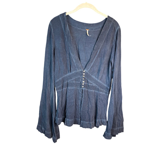 Free People Hippie Boho 70s Vibes Trumpet Sleeve Fairy Free Spirit Blouse Sexy