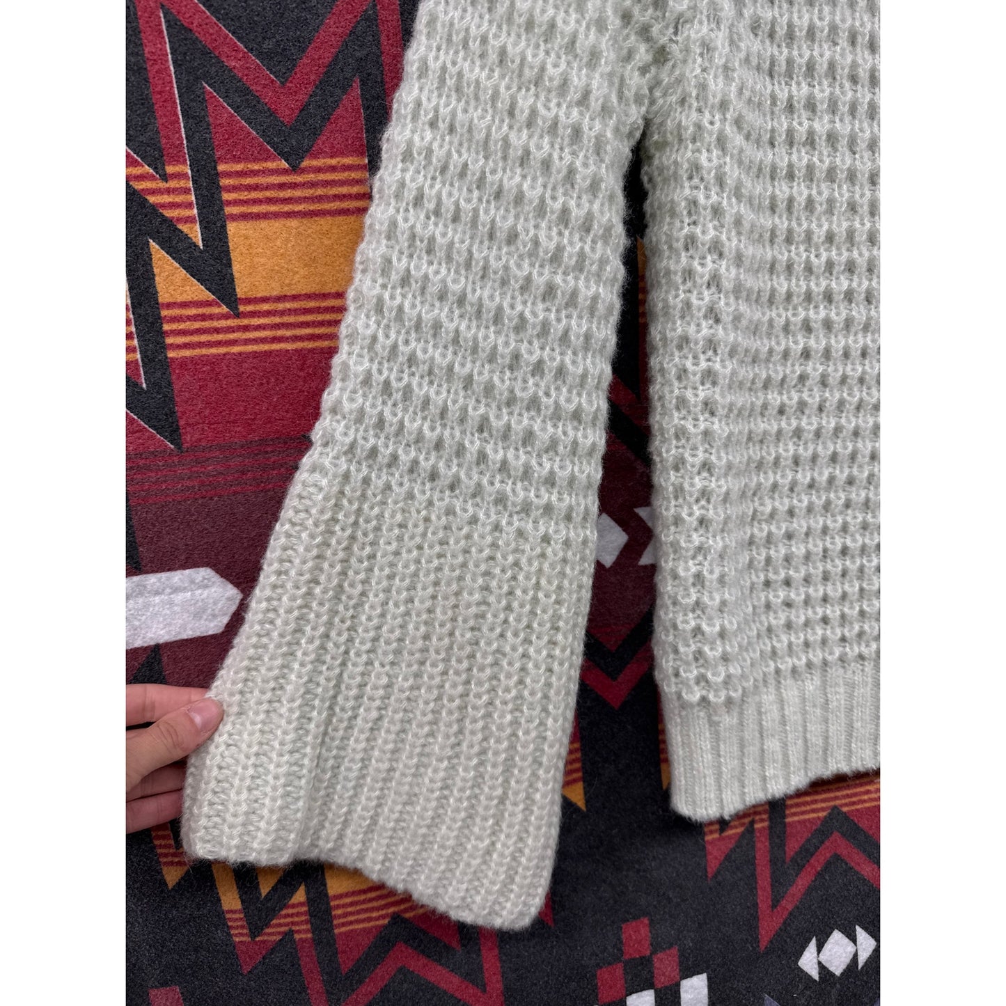 Anthropologie Maeve Wool Blend Dionne Bell Sleeve Sweater Mint Stretchy Medium