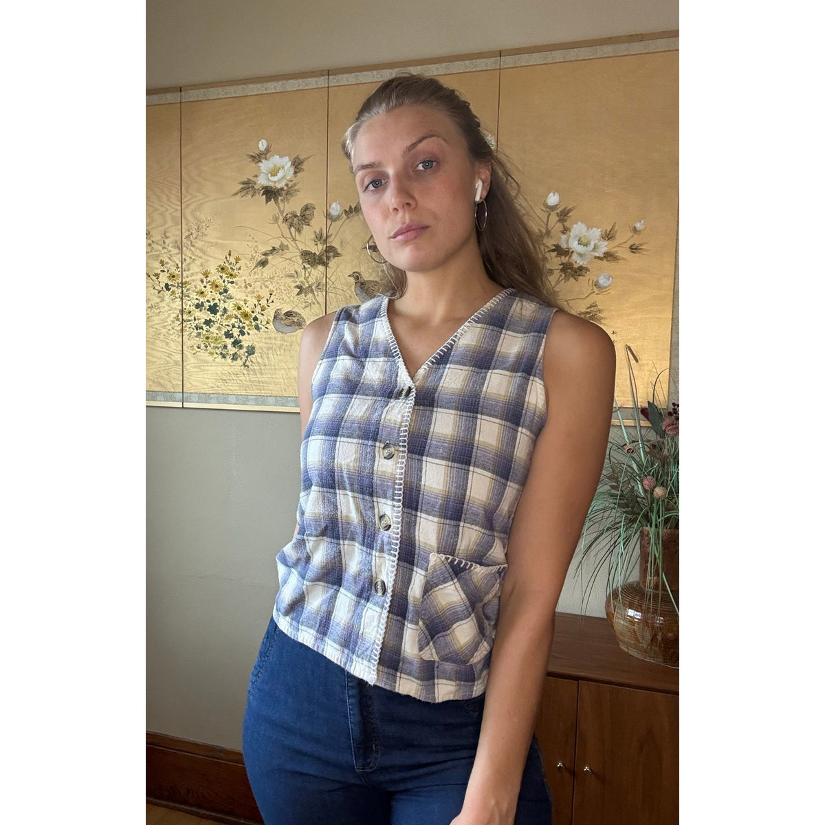 Vintage 90s Cabin Creek Medium Plaid Camping Sleeveless Phoebe Cottage Prairie