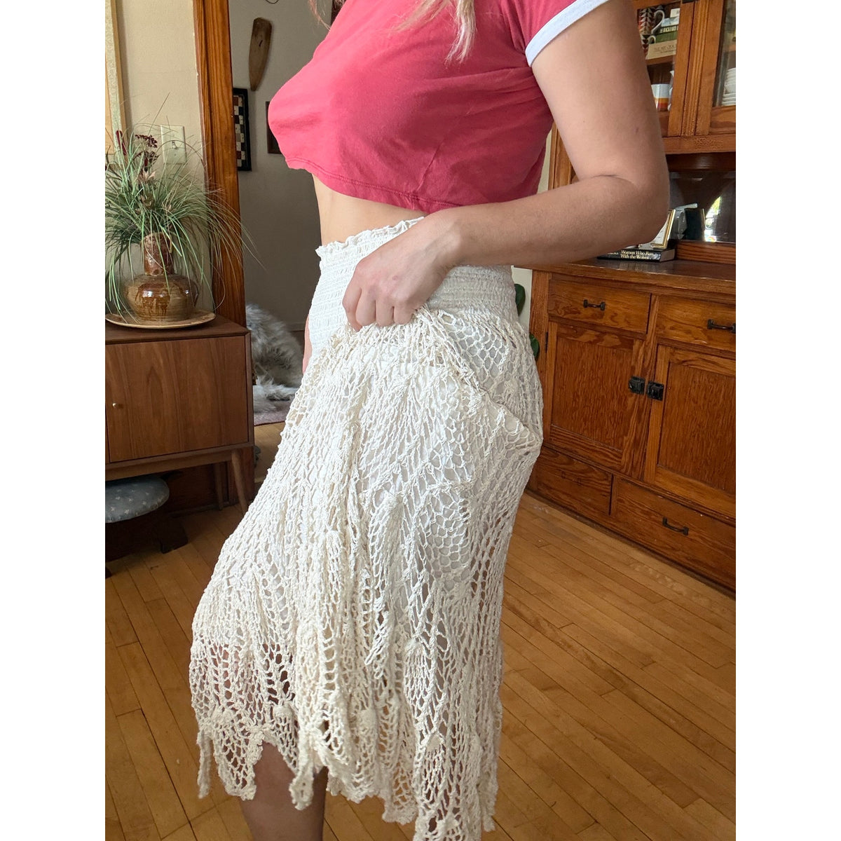 Bohemian Cafe Cream Skirt Large Netting Mermaid Pirate Stretchy Cosplay