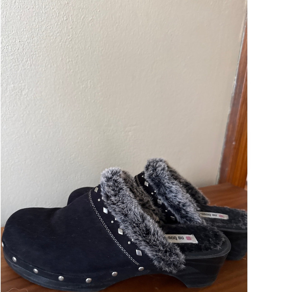 Vintage No Boundaries Black Mules Clogs 11 Fuzzy Y2K 90s Hot Topic Whimsygoth