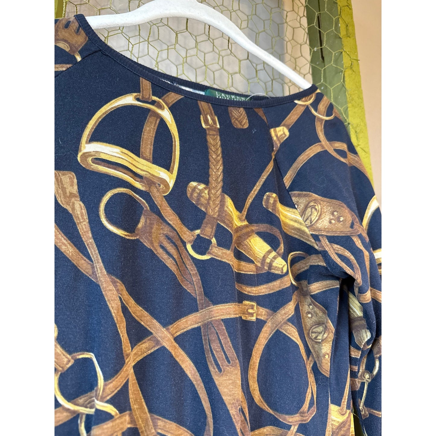 Horse Bridal Ralph Lauren Large Long Sleeve T-shirt Country Rodeo Luxury Novelty
