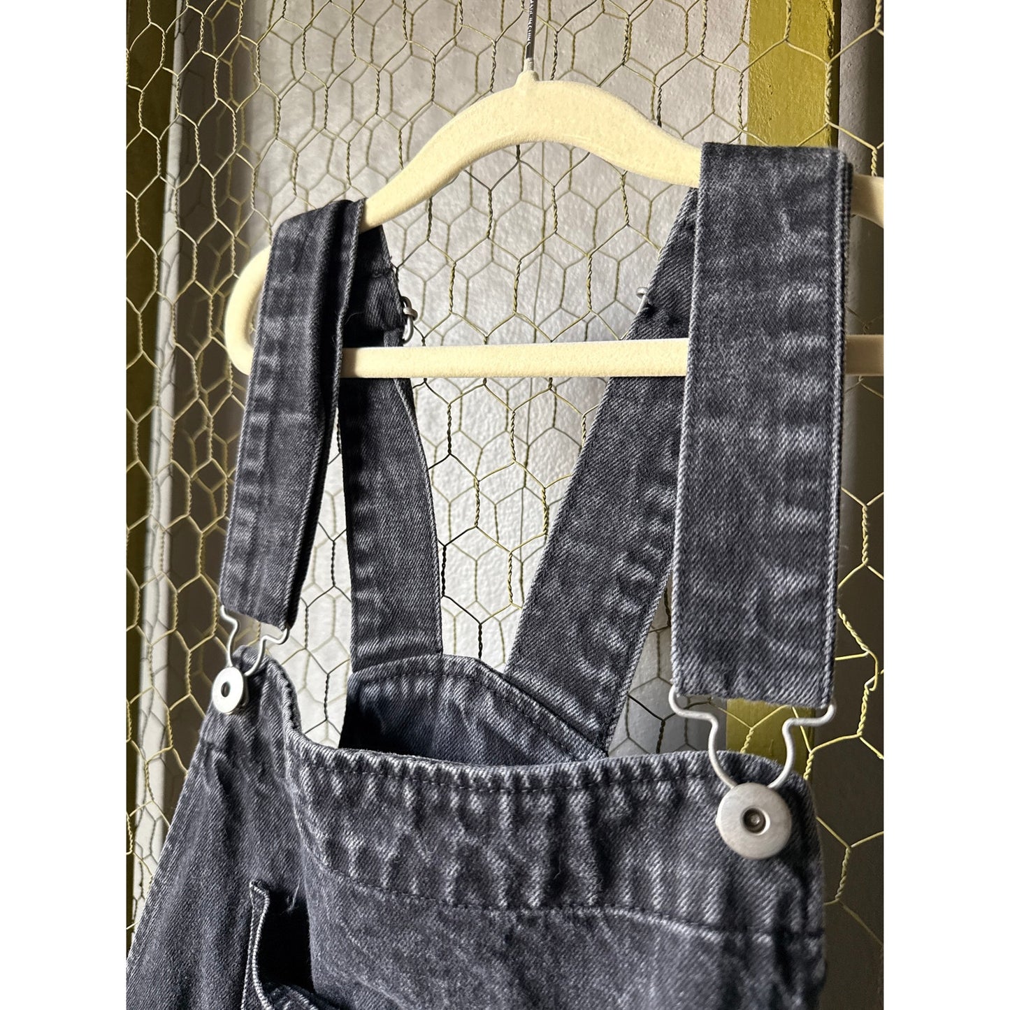Forever 21 Men's Large Unisex Cut Off Black Distressed Overalls Grunge Skater