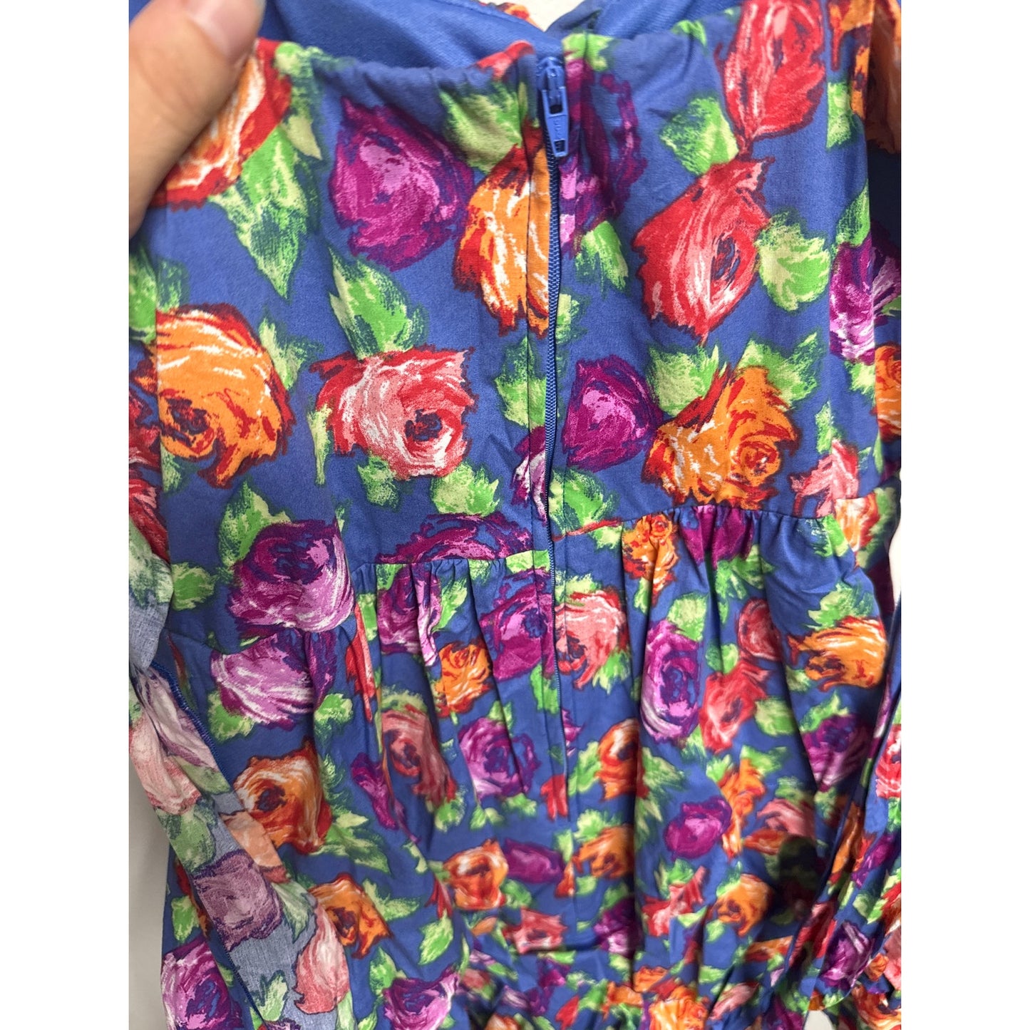 Preppy Y2K 90s Millennial Dress Size 8 Purple Orange Blue Bustle Cupcake Hem