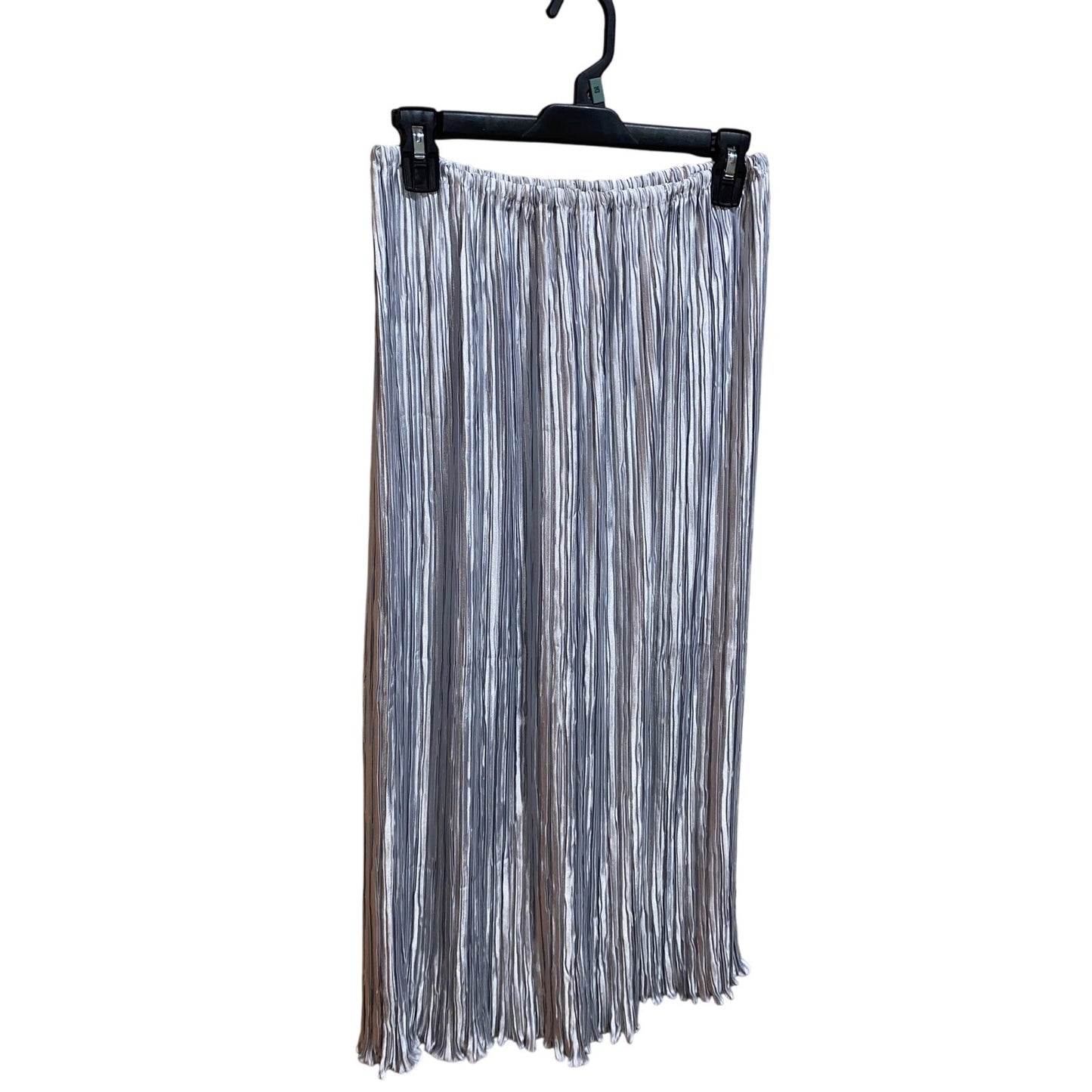 George F. Couture Holiday Christmas Skirt VINTAGE Metallic Silver Blue Pleated
