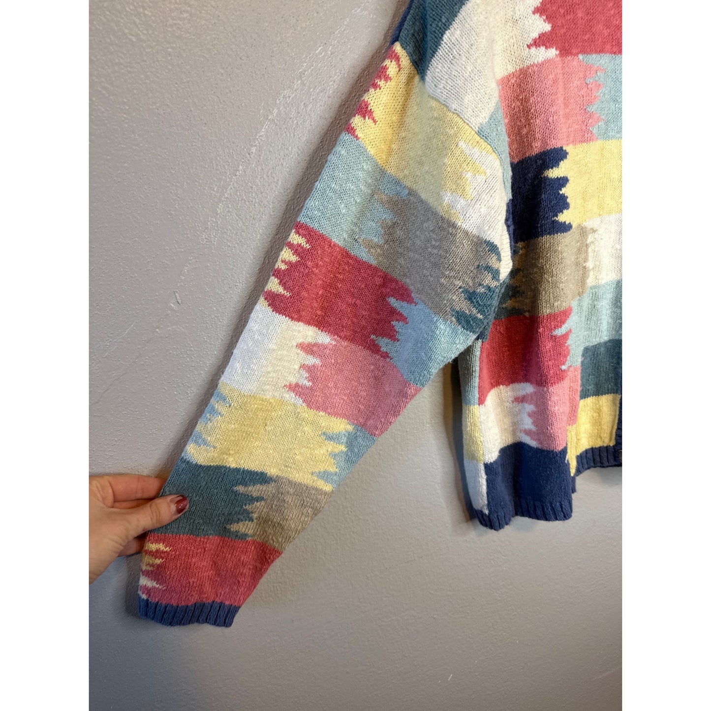Christopher & Banks Western Tribal Large Patchwork Cardigan Vintage Rodeo