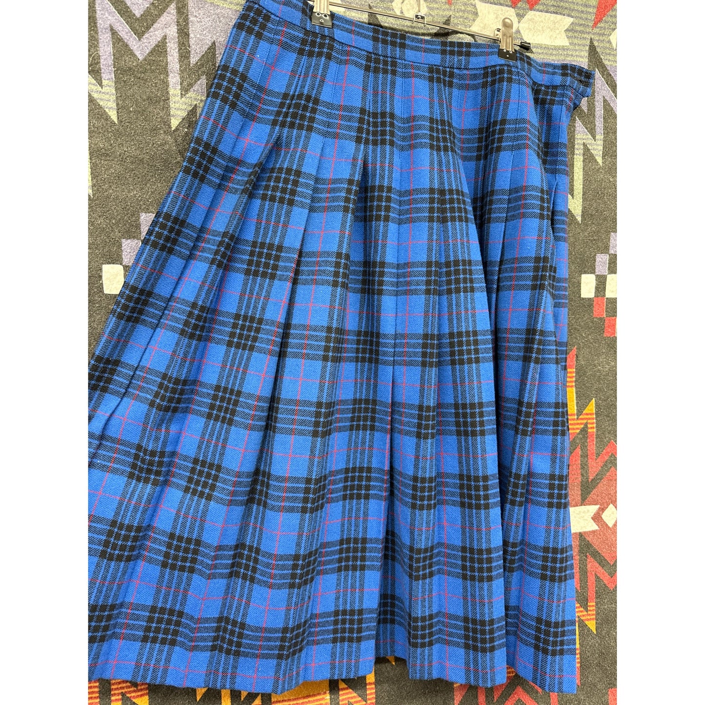 Pendleton Vintage Skirt Pleated Blue Black Red Morgan Tartan Plaid 16 Whimsygoth