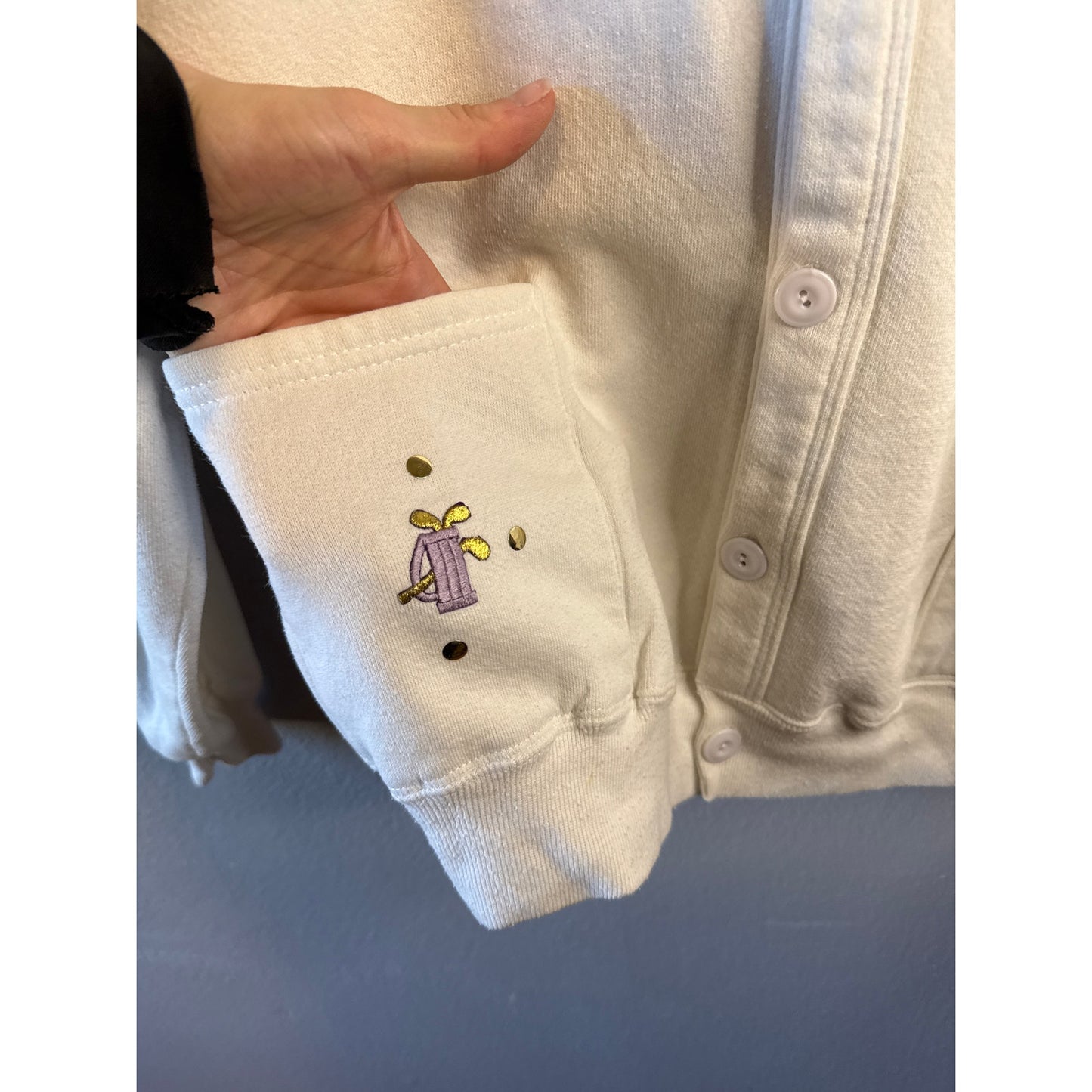 Vintage Golf White Cardigan Embroidered Medium Whimsy Country Club Cute