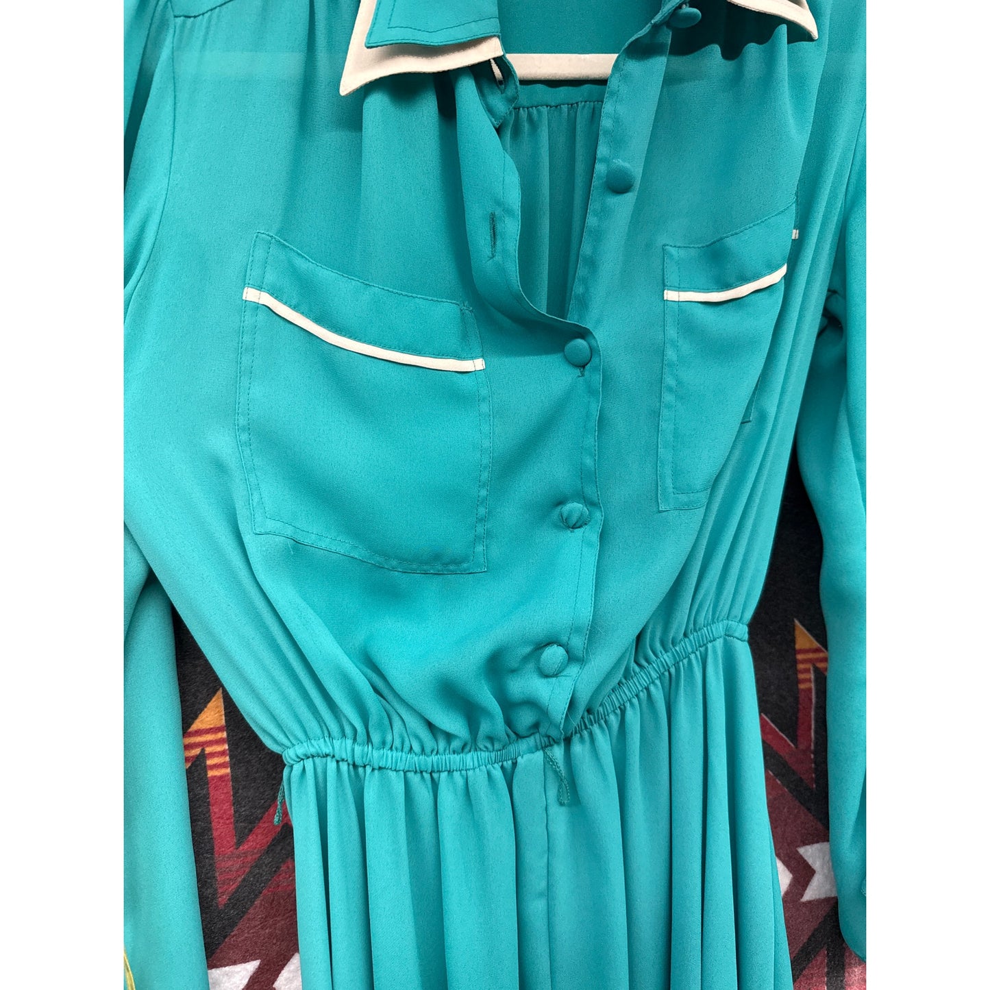 Vintage MCM Mint Sheer Chiffon 70s Dress Western Country Line Dance Rodeo Parton