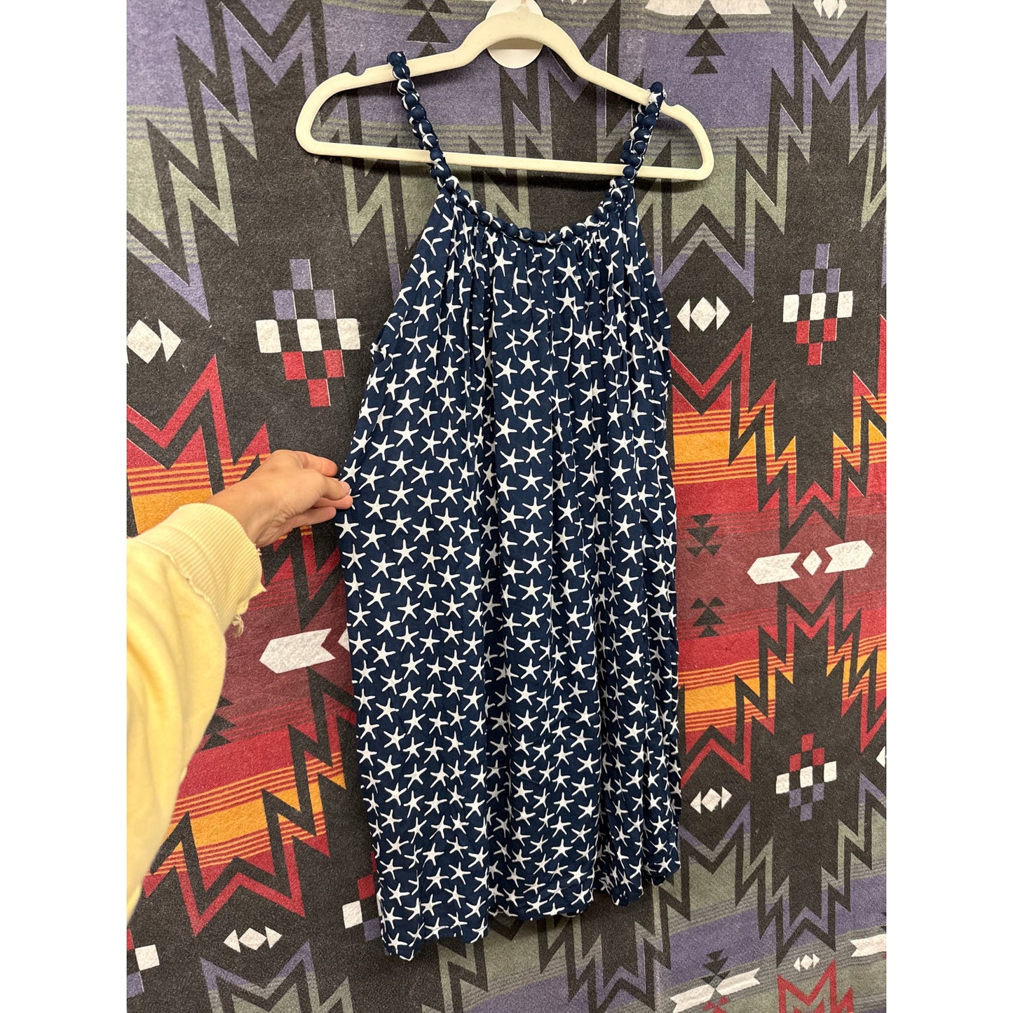 Peaceful People Sun Dress Beach Stars Small Navy Nautical Starfish Ocean Braided