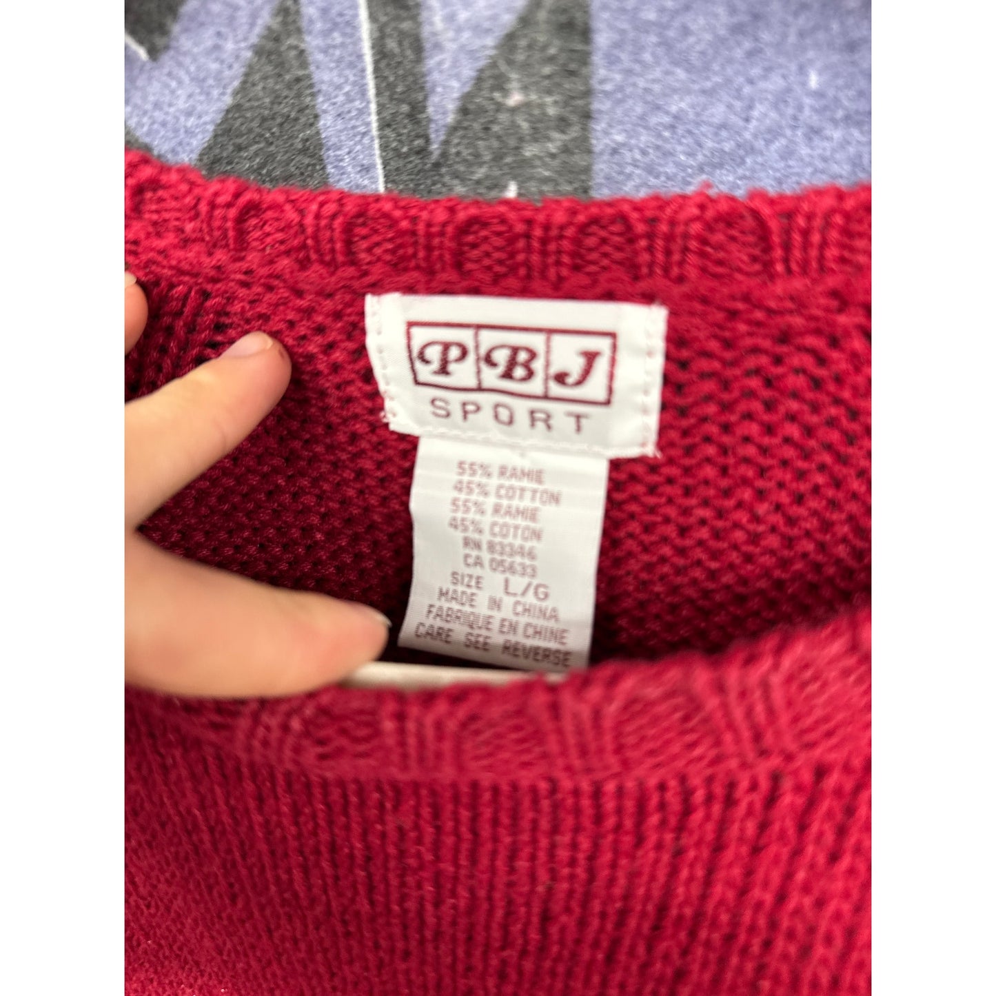 PBJ Vintage Red Sunflower Crotchet Knit Sweater Large Cottage  Meadow Fairy