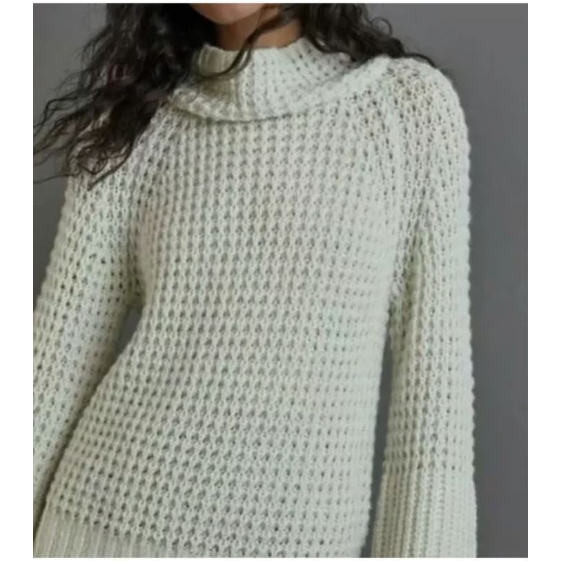 Anthropologie Maeve Wool Blend Dionne Bell Sleeve Sweater Mint Stretchy Medium