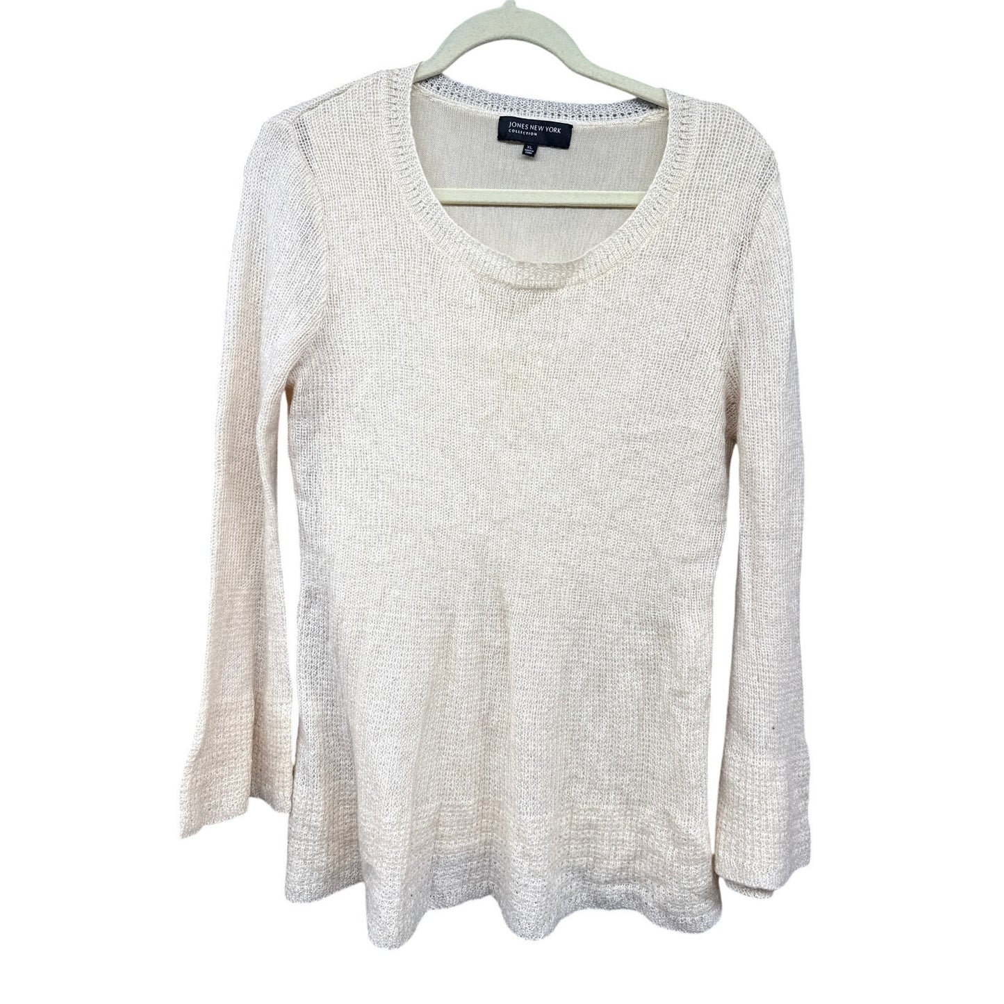 Jones New York 90s Sweater Cream Trumpet Sleeve Witchy XL Soft Neutral Luxury