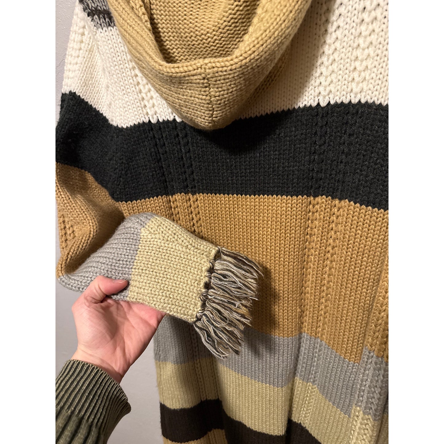 Lemo Vintage Y2K Striped Hooded Cardigan Large Knit Millennial Preppy Phoebe
