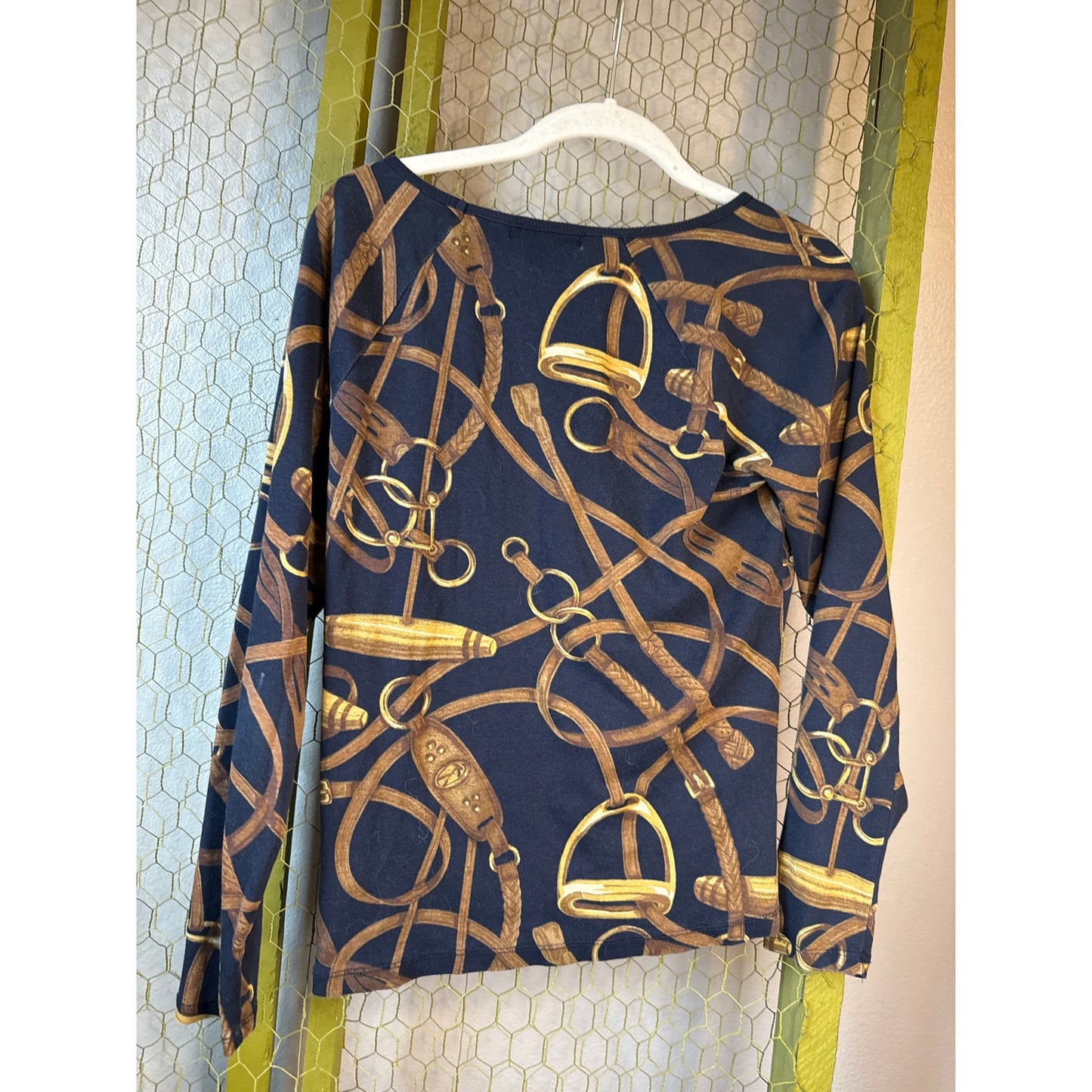 Horse Bridal Ralph Lauren Large Long Sleeve T-shirt Country Rodeo Luxury Novelty