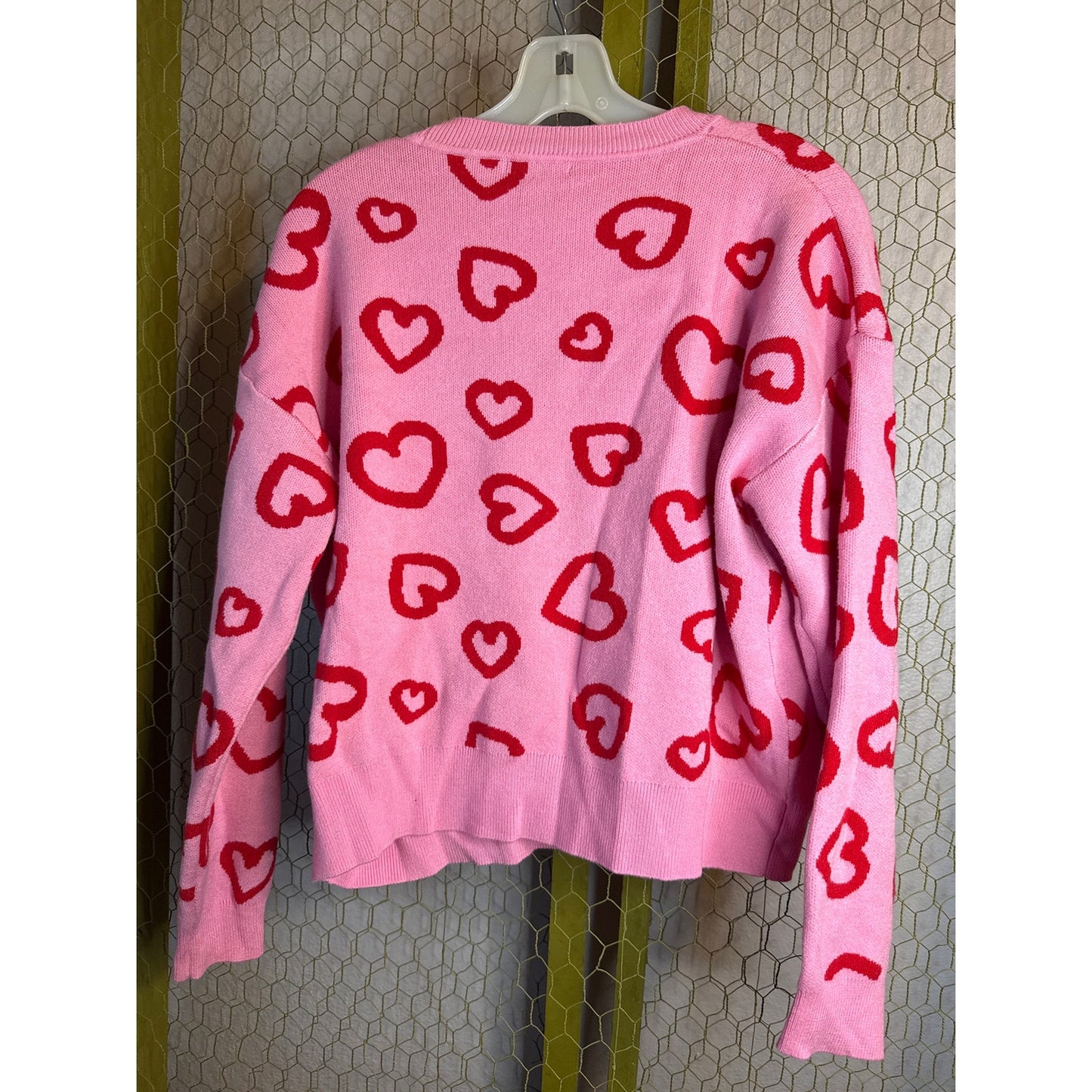 Major Valentine's Cardigan Sweater, Medium, Pink and Red