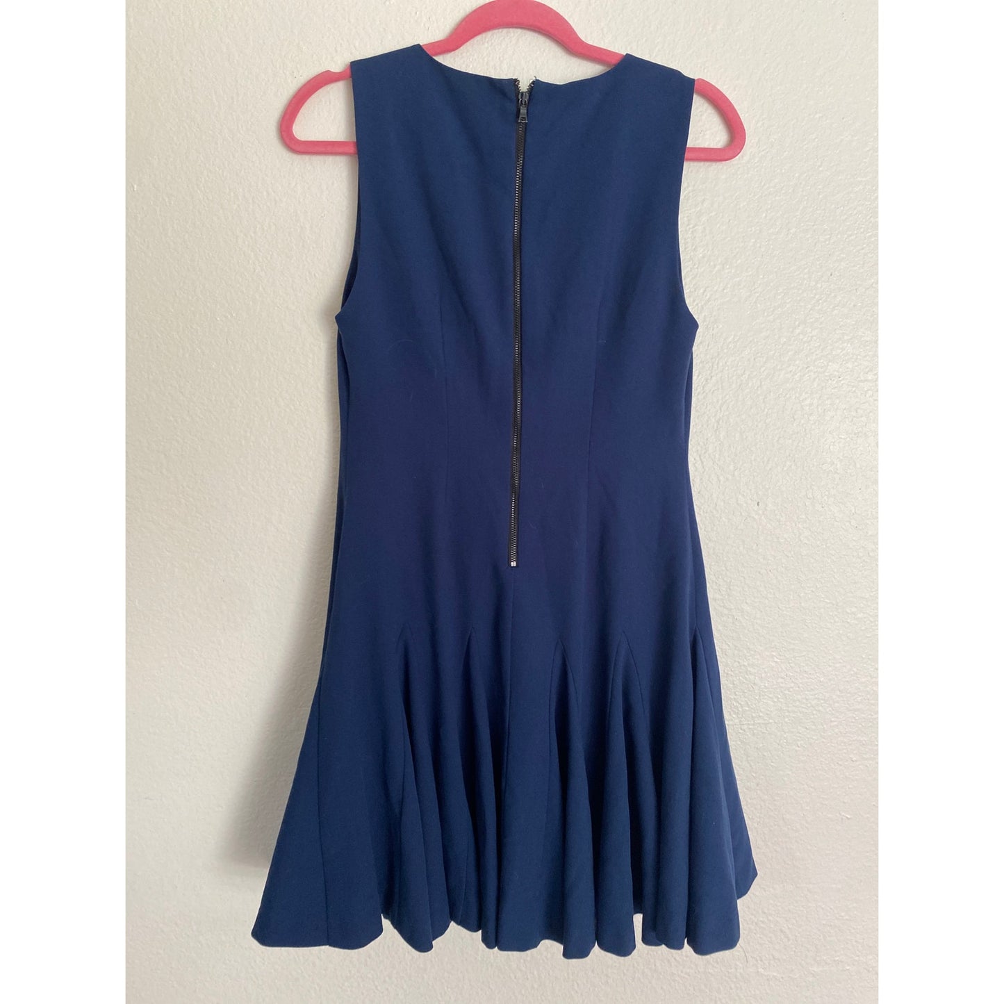 Alice + Olivia Women's Office Siren Navy Pleated Ruffle Thigh Length Small
