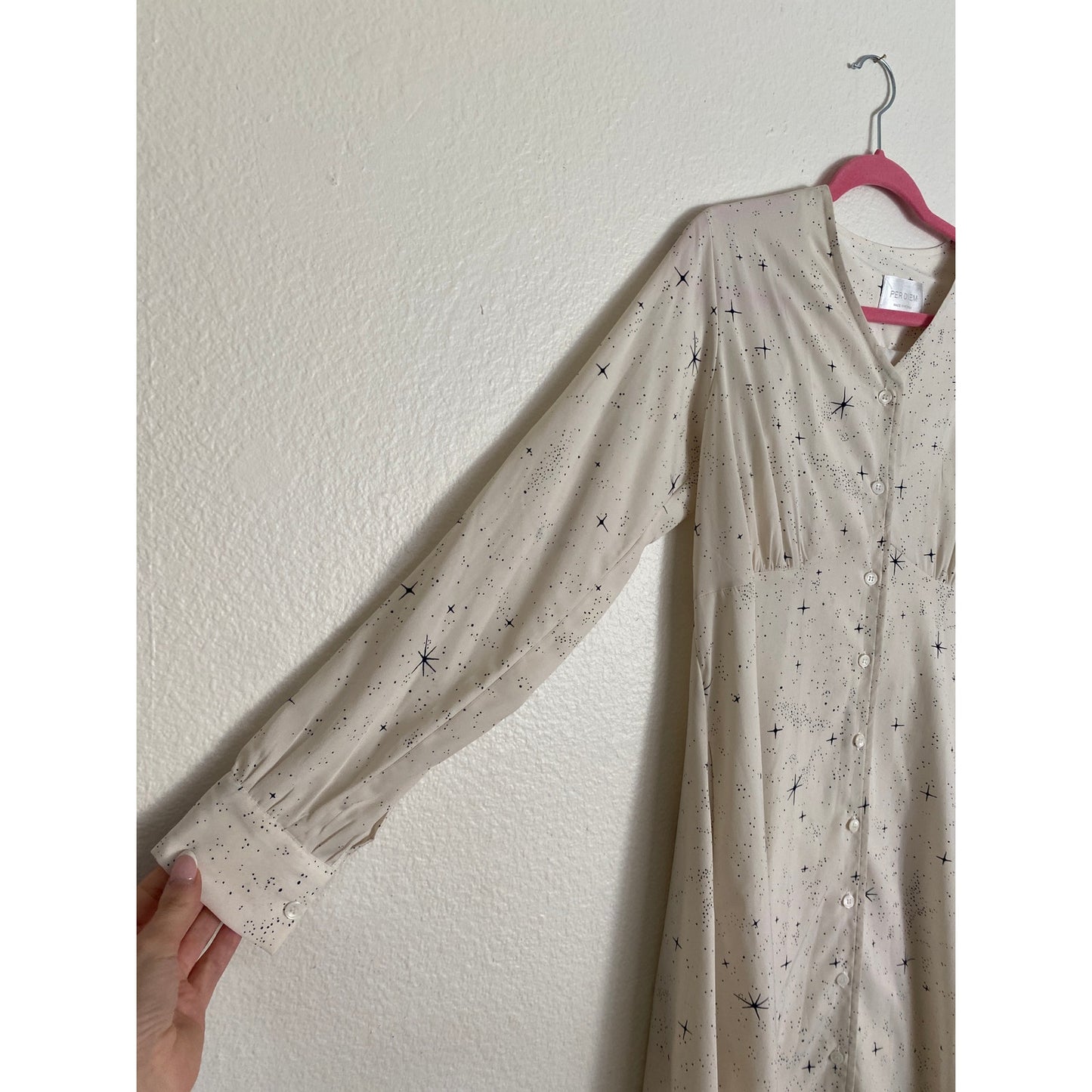 Anthropologie Per Diem Mid Century Modern Star Dress White Professional Medium
