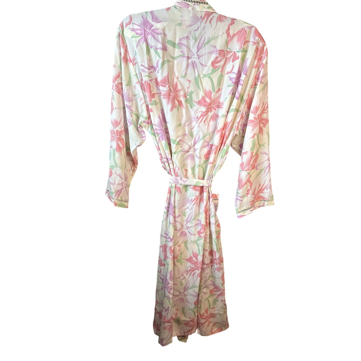 80s Vintage Victoria's Secret Floral Robe Iris Deadstock Large Parton Pastel