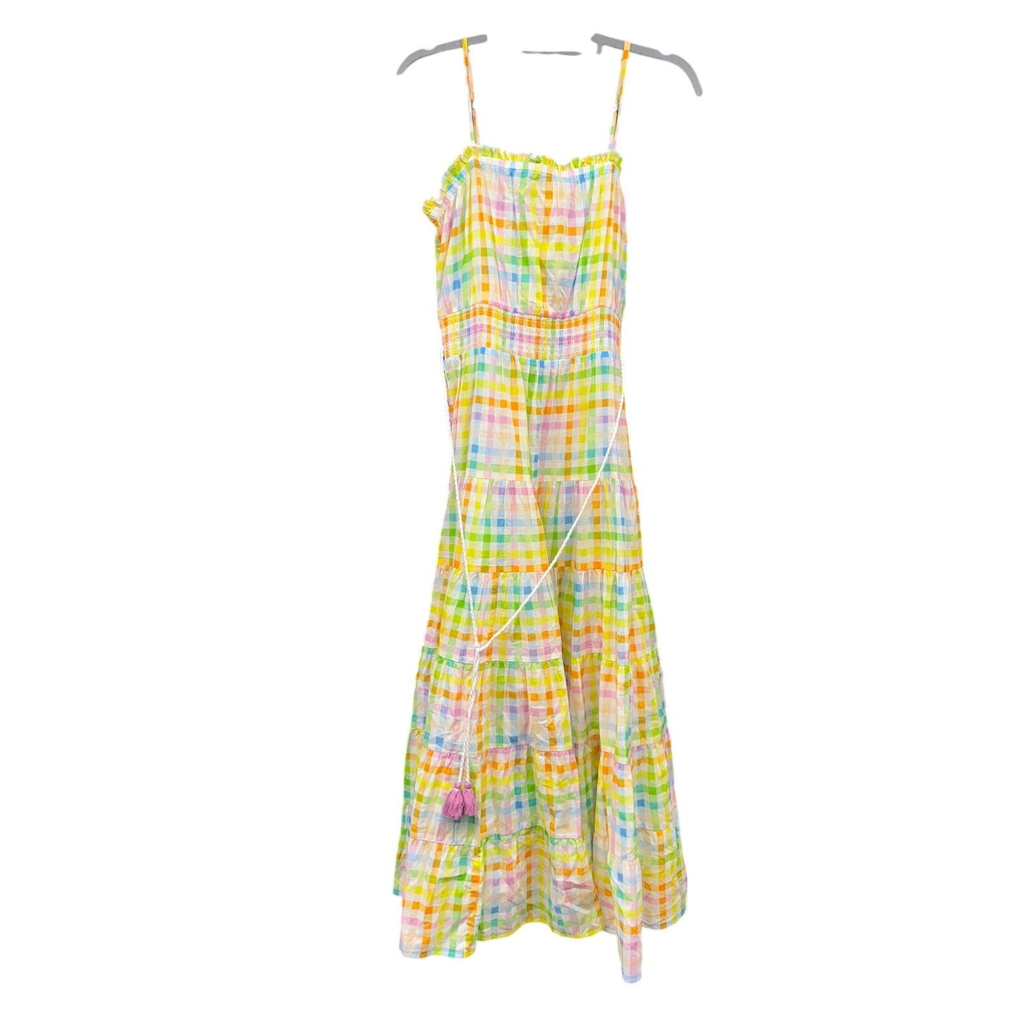 Playa Lucila Maxi Dress In Rainbow Gingham Large Cottage Pride Boho