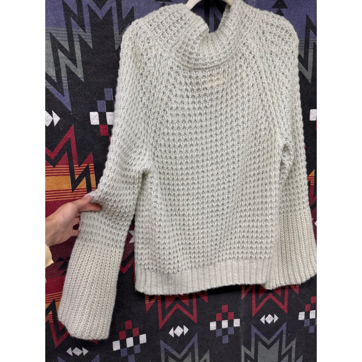 Anthropologie Maeve Wool Blend Dionne Bell Sleeve Sweater Mint Stretchy Medium