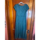 Adrianna Papell Women's Short Sleeve Blouson Beaded Gown 8 Emerald Green