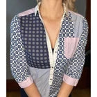 Anthropologie HD in Paris Button Up Patchwork Blouse Small