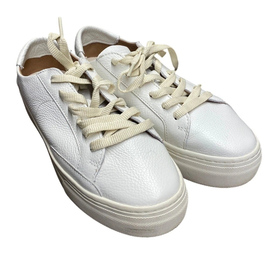 Anthropologie Soludos Women's Ibiza Platform Sneakers 9 Leather Quiet Luxury