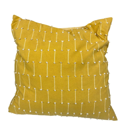 Boho Down Feather Sunshine Happy 19” Square Yellow Accent Decor Pillow