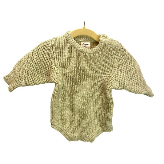 Blossom + Pear Baby Cotton Green Cable Knit One Piece 0-3 Months