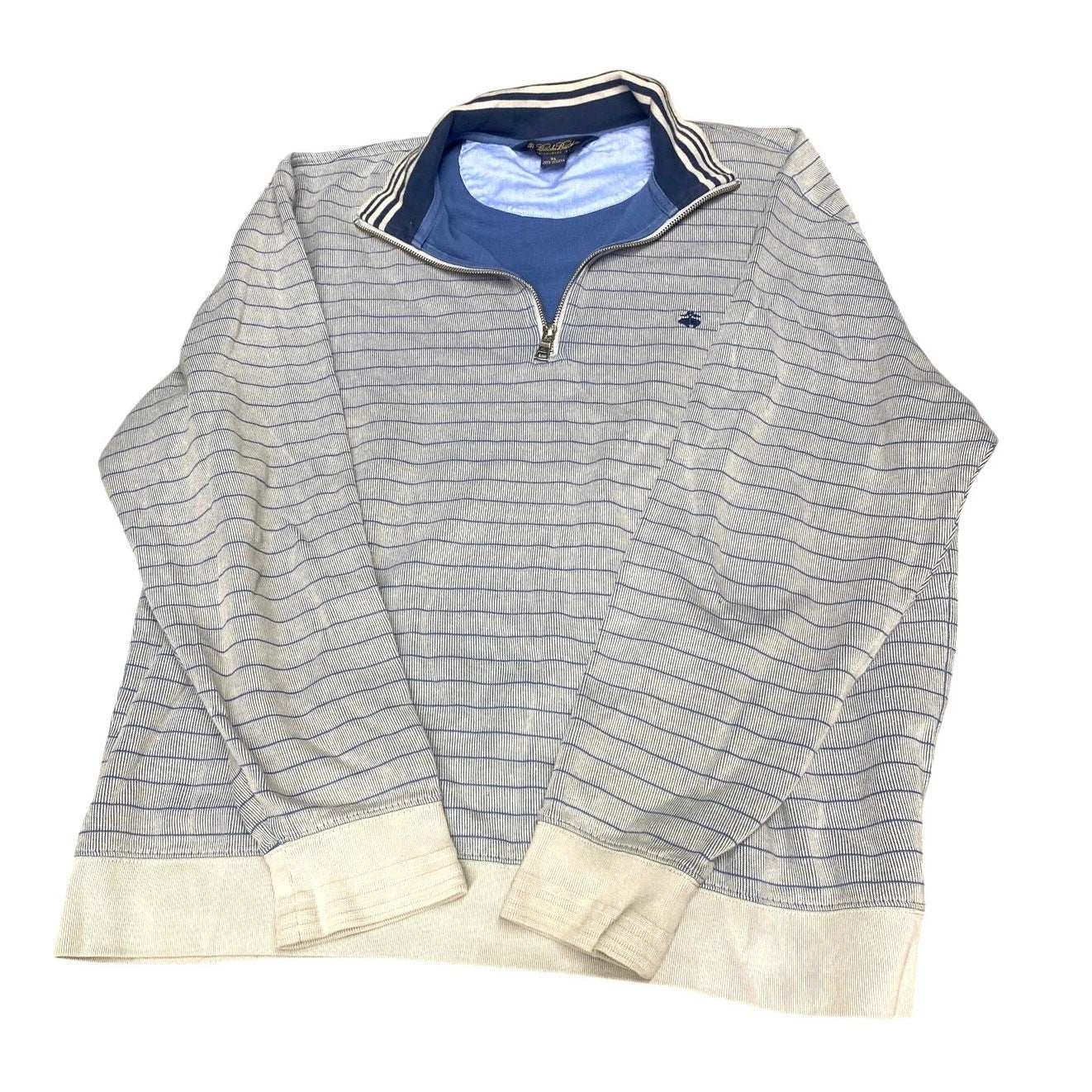 Brooks Brothers Blue Speckled Linen Merino Wool Zip Up XXL