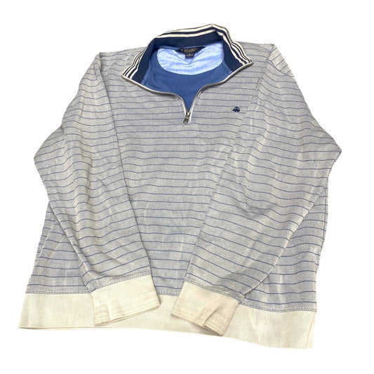 Brooks Brothers Blue Speckled Linen Merino Wool Zip Up XXL