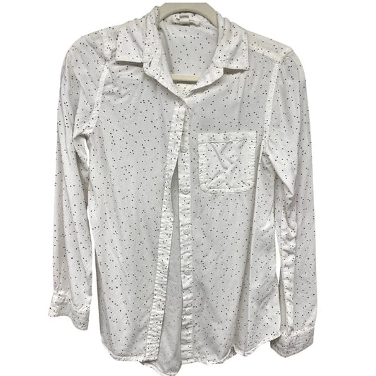 BeachLunchLounge White Mini Star Universe Sky Women's XS Tall Petite Blouse